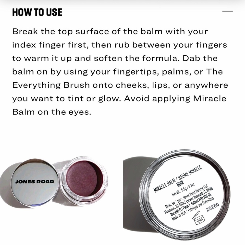 Jones Road Miracle Balm Mini - Limited edition color Noir